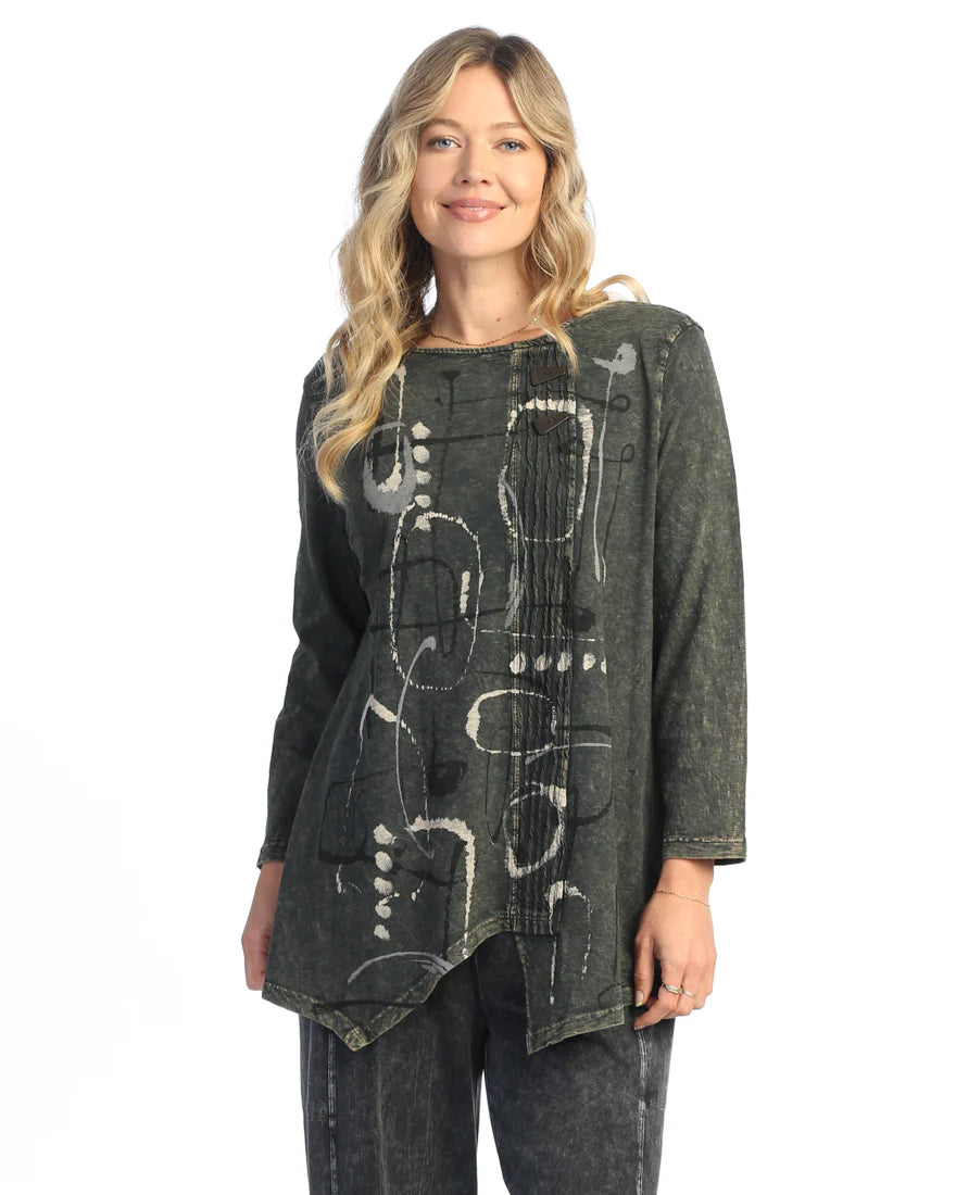 Mineral Washed Faux Wrap Top - Rhythm