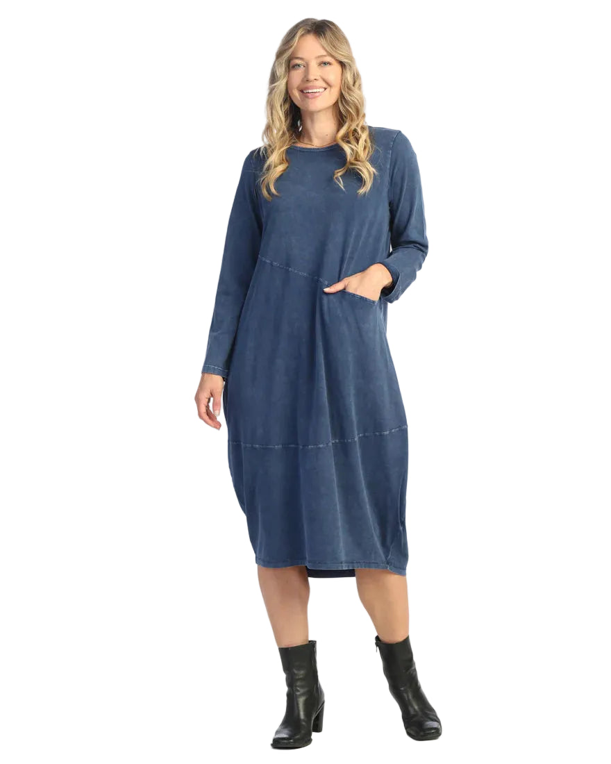 Mineral Washed Cocoon Dress with Pocket