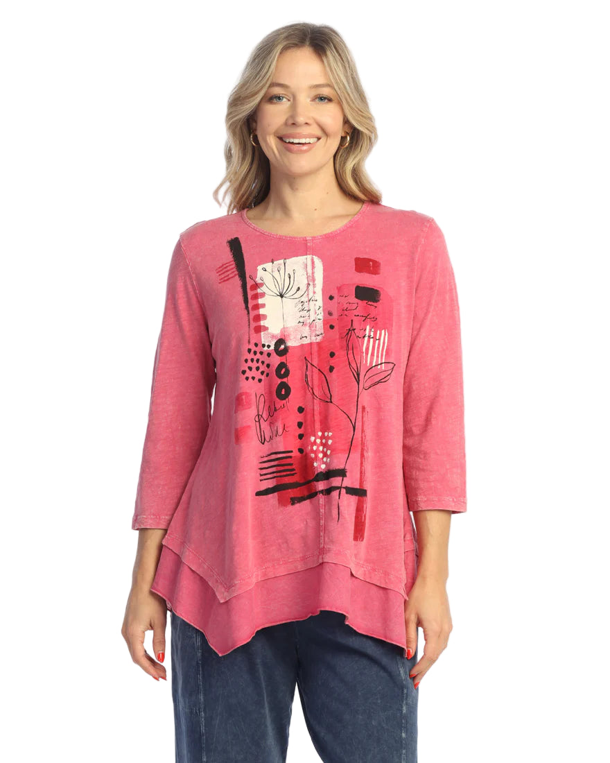 Mineral Washed Top with Linen Hem - Foliage