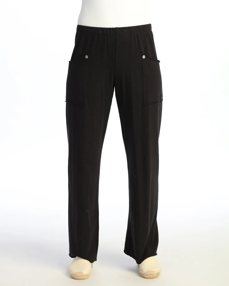 Mineral Wash Pants with Raw Edge Pockets and Buttons