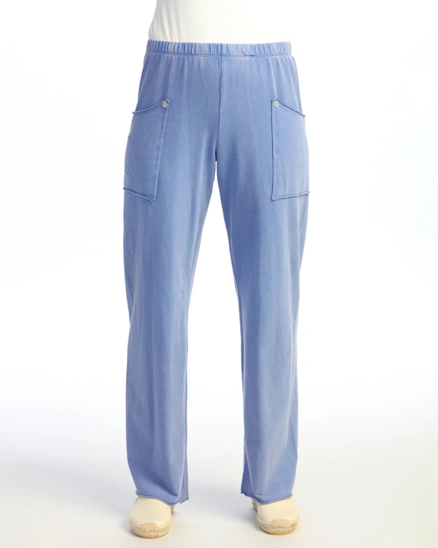 Mineral Wash Pants with Raw Edge Pockets and Buttons