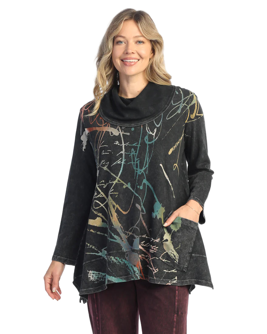 Mineral Washed Cowl Neck Tunic - Rhapsody