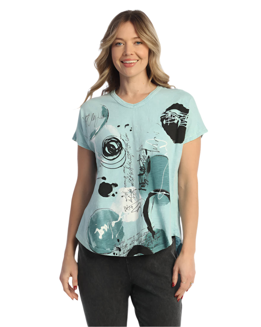 C-Mineral Washed 100% Cotton S/S Top, Tempo