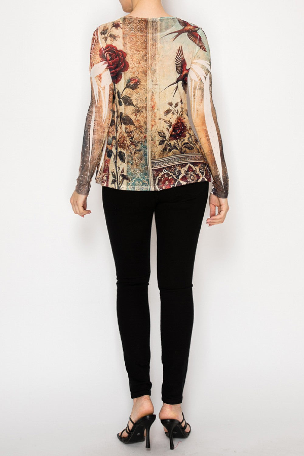 Long Sleeve Mesh Top with Sparkly Details