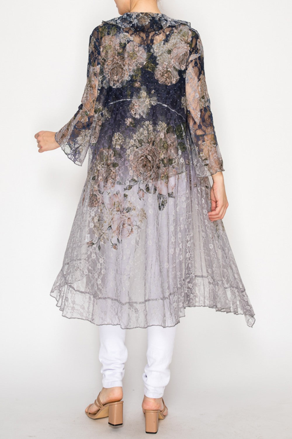 Long Cardigan Duster with Ruffled Detailing