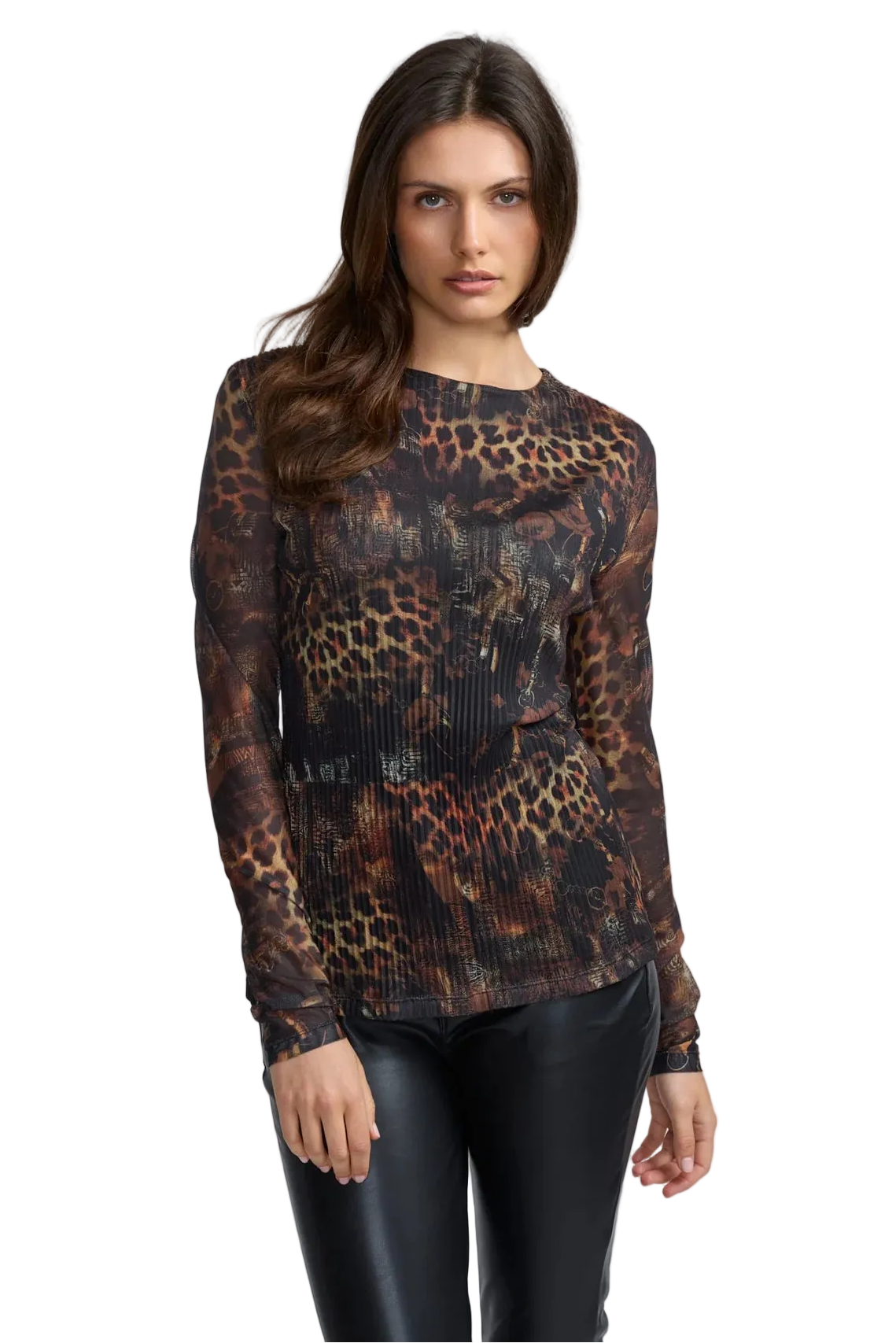 Equestrian High Neck Plisse Mesh Top