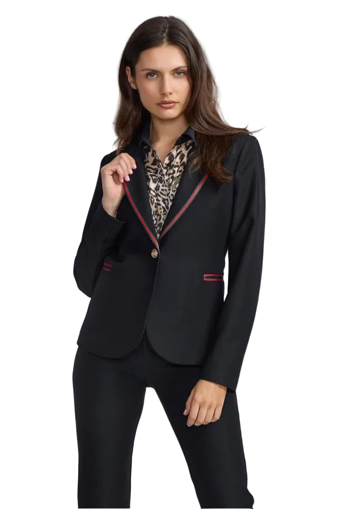 One Button Blazer with Printed Lining