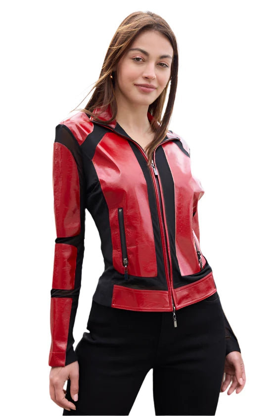 Patent Leather Zip Scuba Jacket