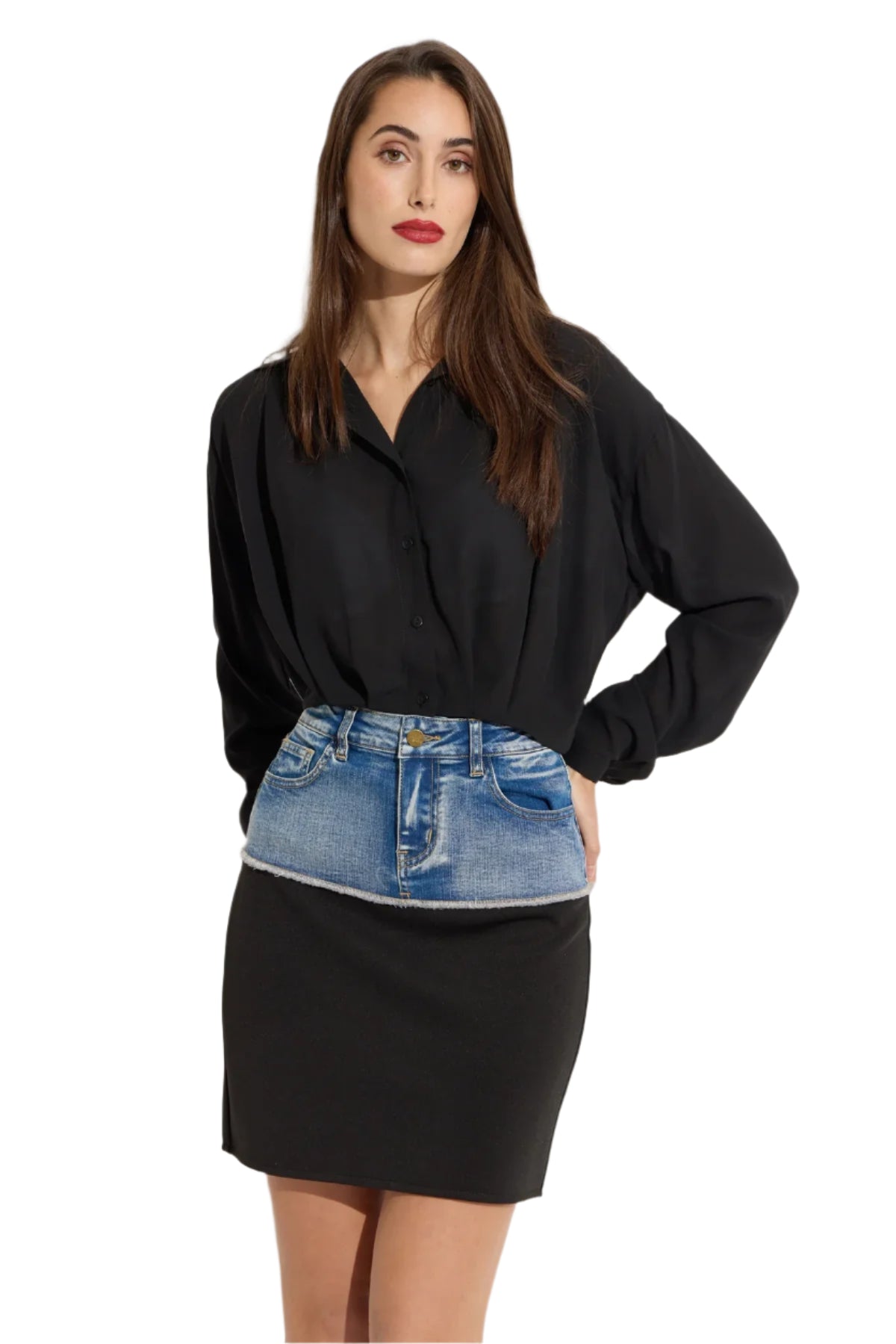 Cropped Chiffon Blouse with Tank