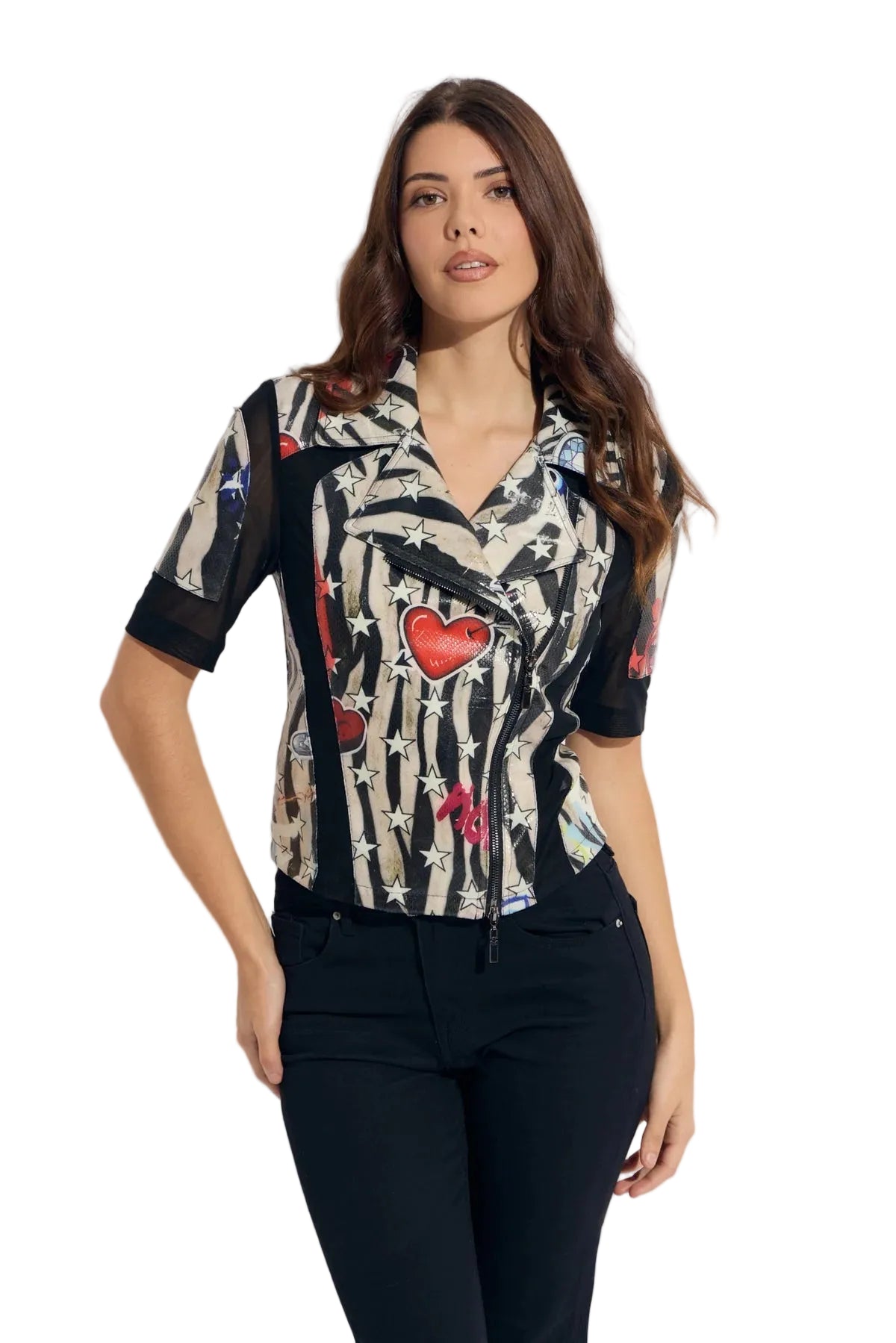 Tiger/Star Short Sleeve Moto Jacket