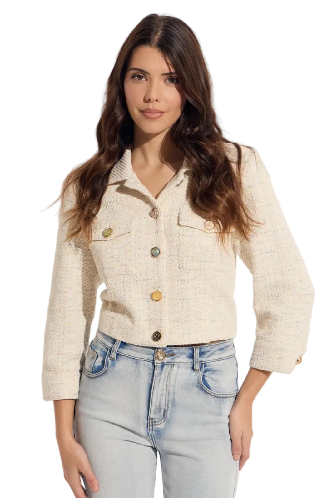 Multi Dot Tweed Short Jacket