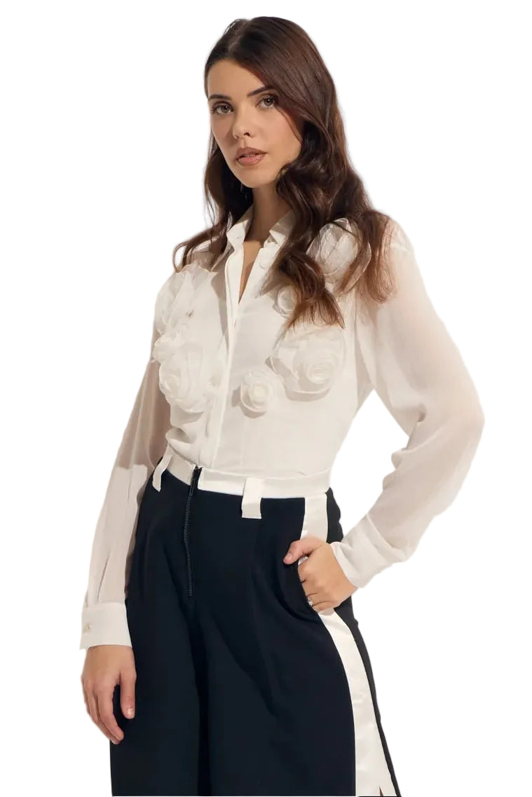 2pc Organza Rose Chiffon Shirt with Tank