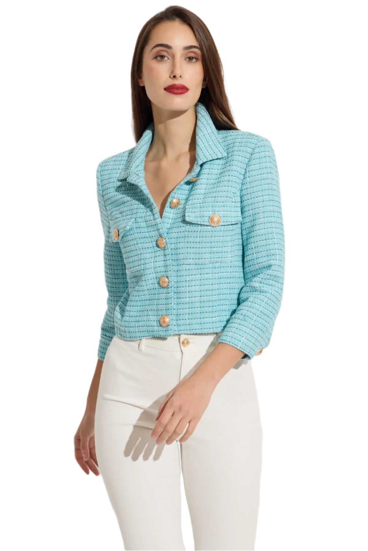 Tweed Short Jacket W/ Gold Buttons