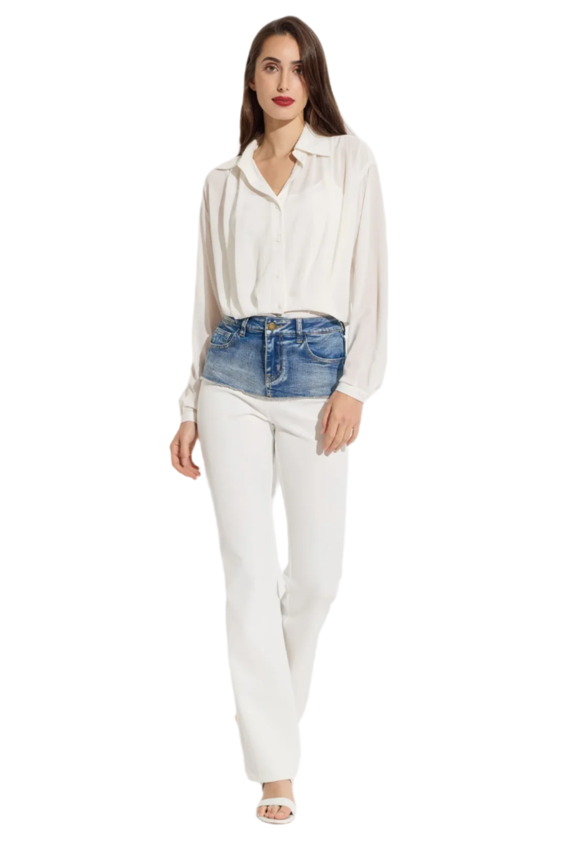 Cropped Chiffon Blouse with Tank