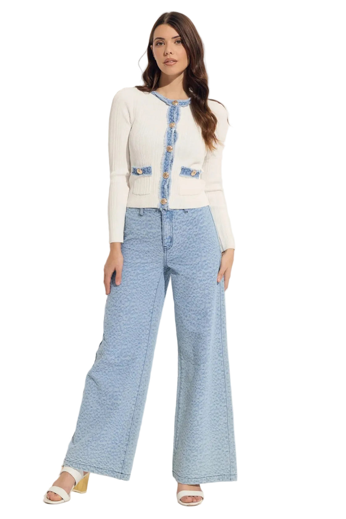 Cheetah Denim Wide Leg Jean