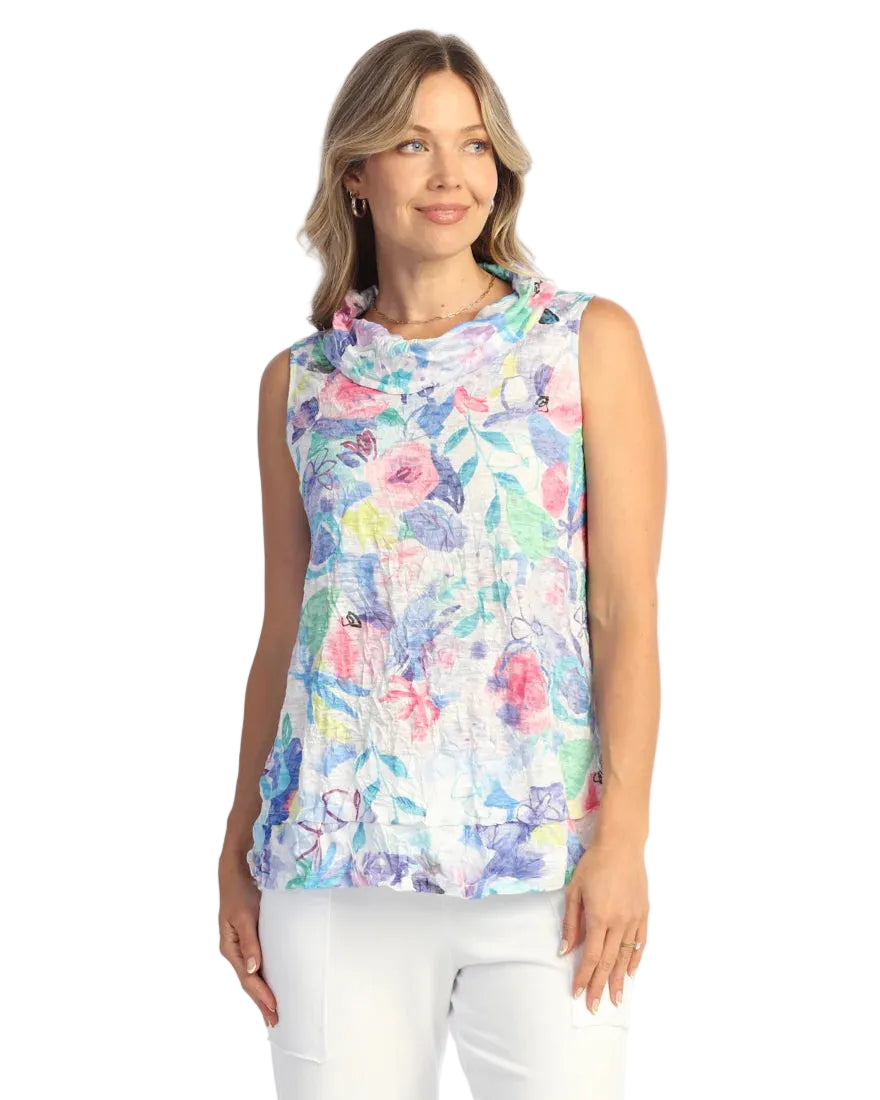Crushed Cowl Neck Sleeveless Top - Camelia