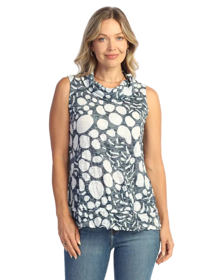 Crushed Cowl Neck Sleeveless Top - Pebbles