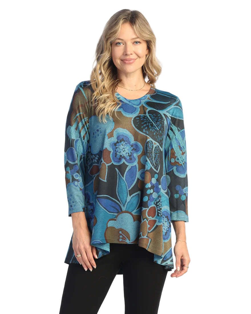 Slinky Like Knit Hi-Low Tunic Top - Lullaby