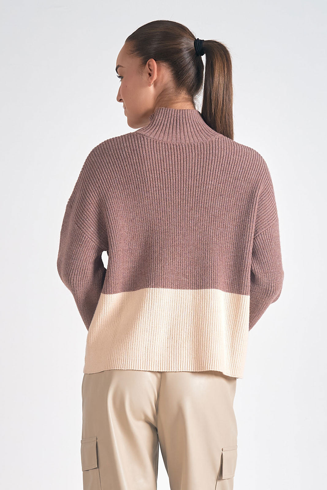 Mock Neck Colorblock Sweater