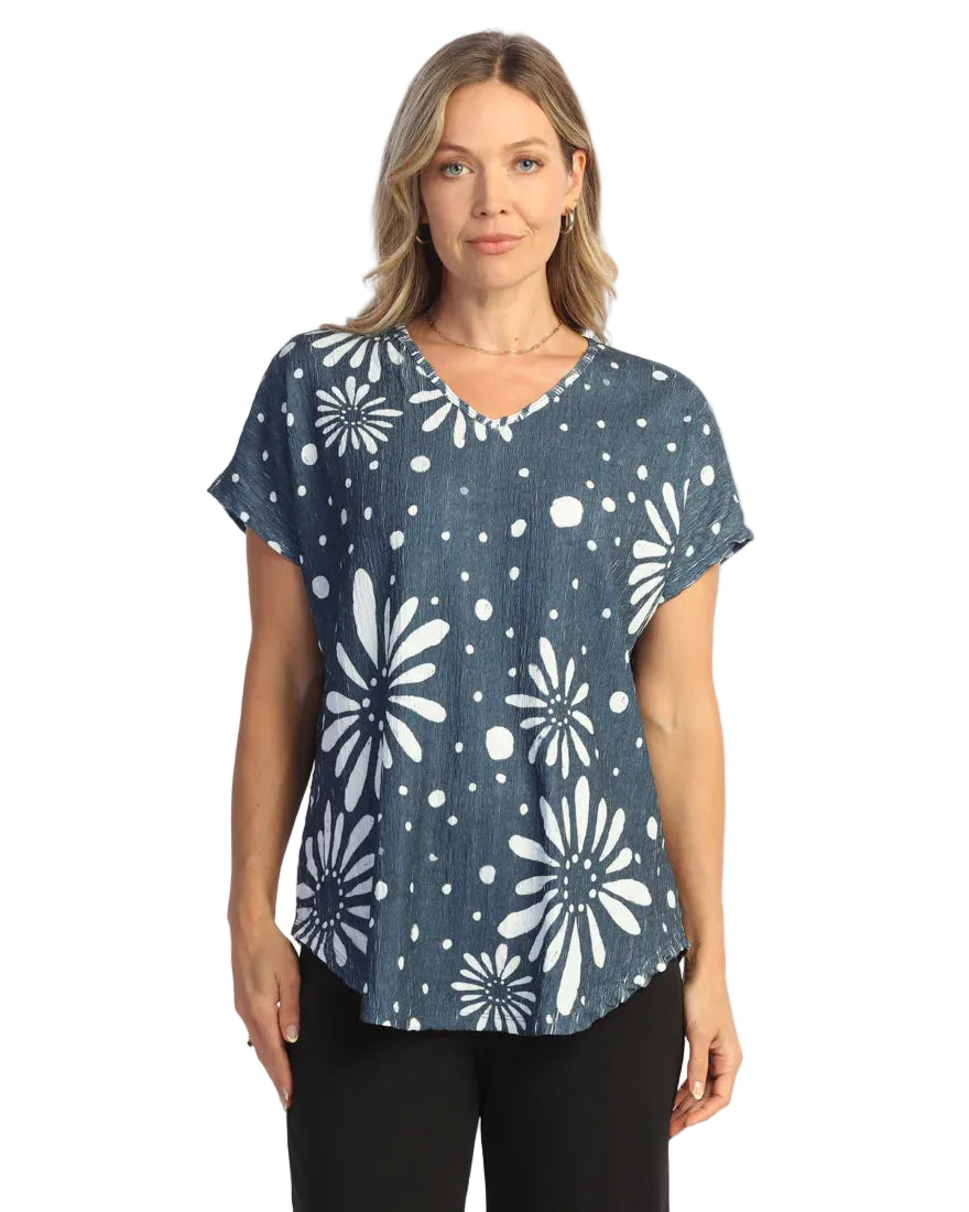Crinkle Dolman V-Neck Top - Evangeline