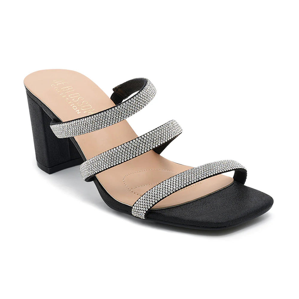 Strap Mule Open Toe Low Block Heel