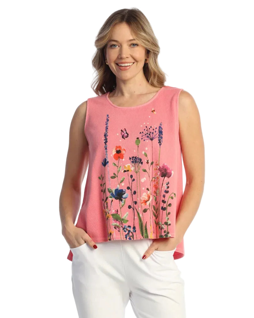 Sleeveless Thermal Tank with Side Slit - Gardenia
