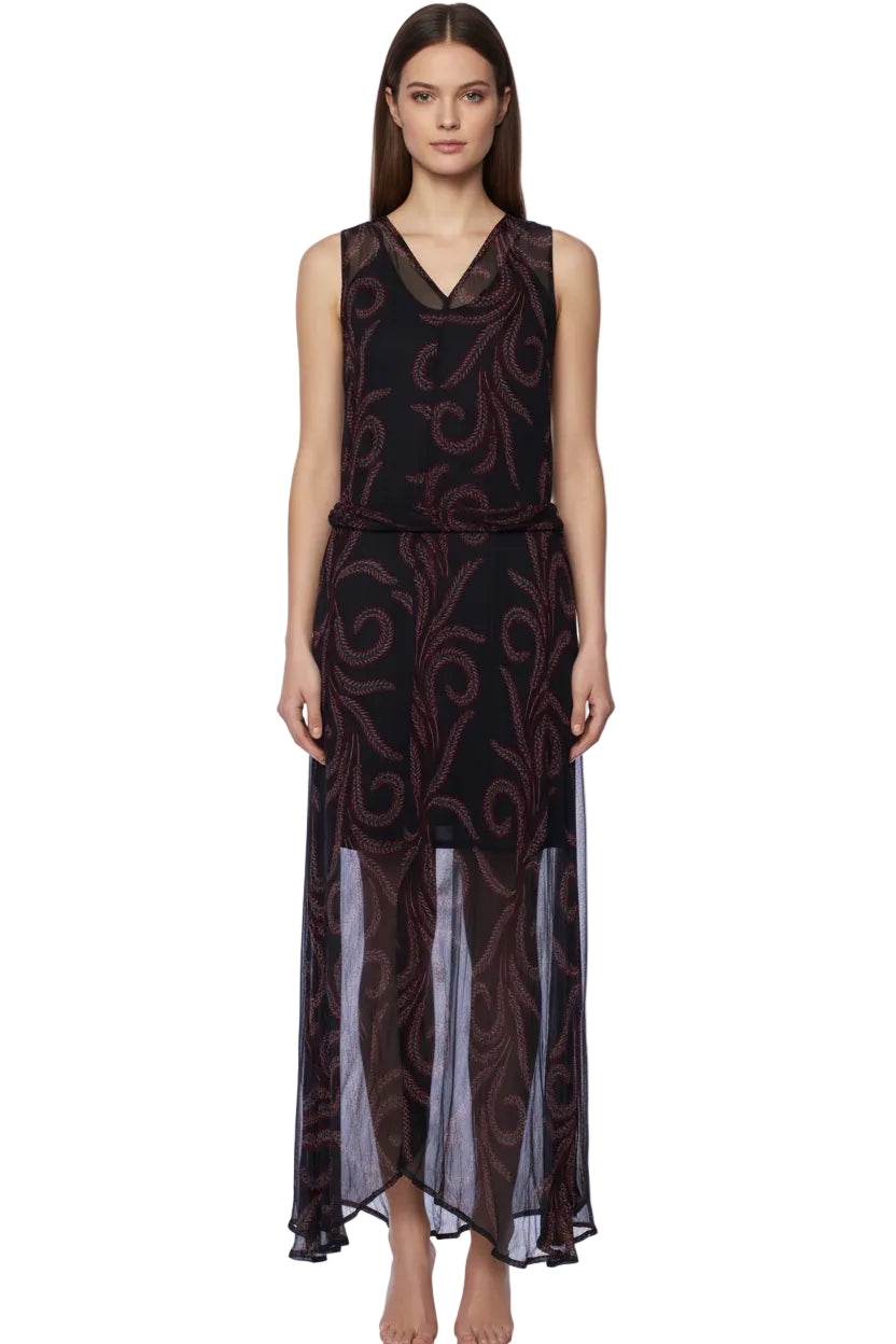 Sleeveless Printed Long Dress with Slip