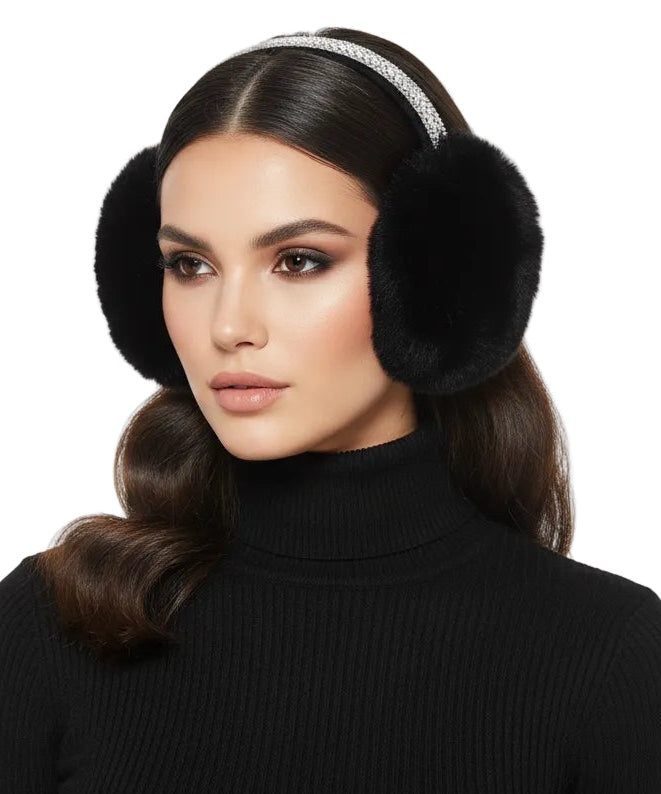 Chevron Bling Rhinestone Faux Fur Earmuffs