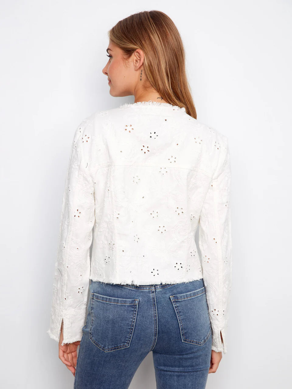 Eyelet Stretch Denim Jacket