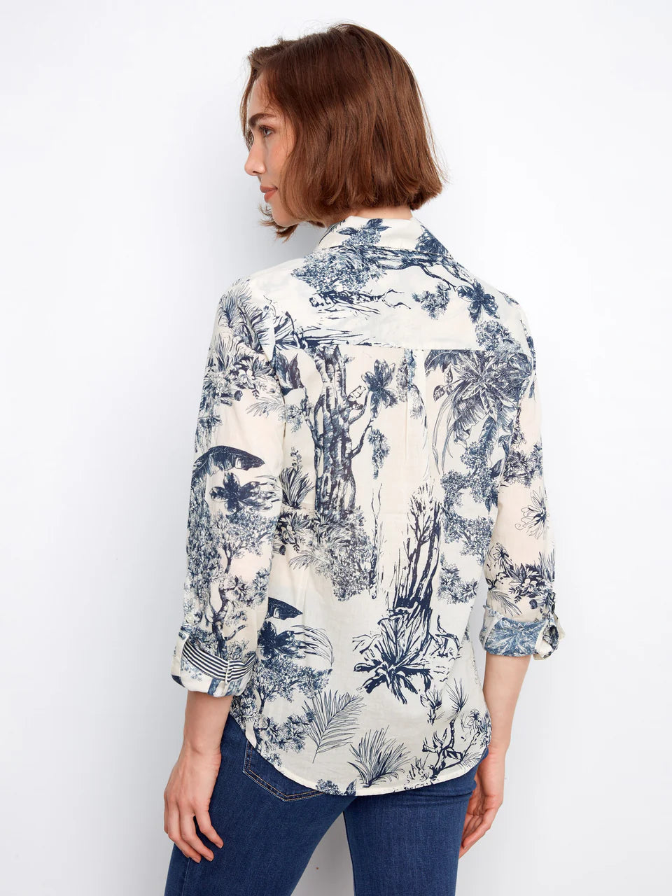 Printed Cotton Voile Button Up Blouse