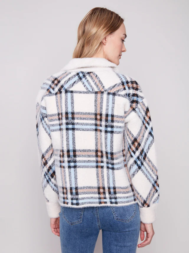 Short Plaid Knit Jacket