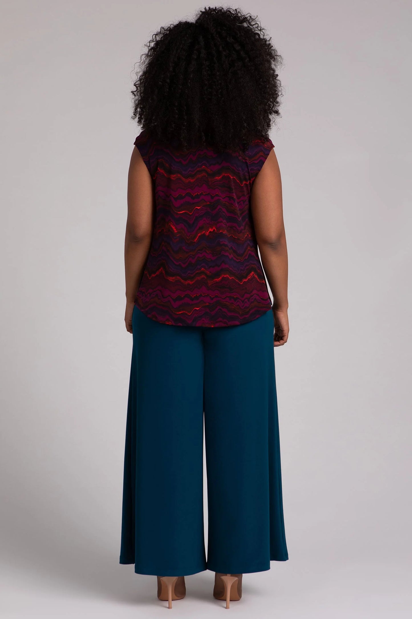 Draped Cowl Neck Print Top