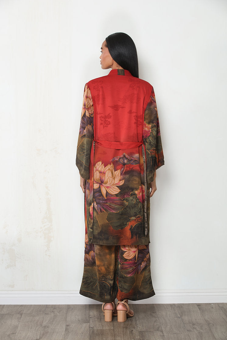 Reversible Print Kimono Duster with Belt