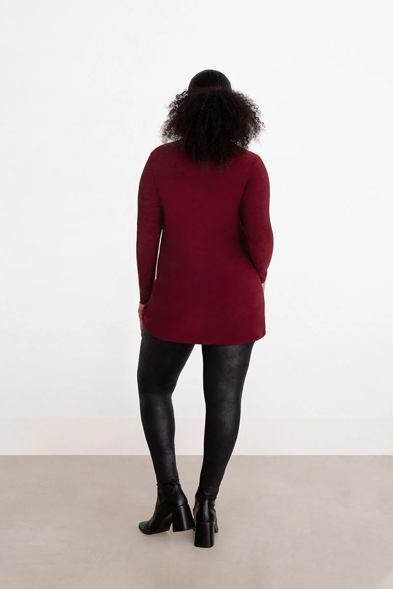 Mock Neck Tie Tunic Long Sleeve
