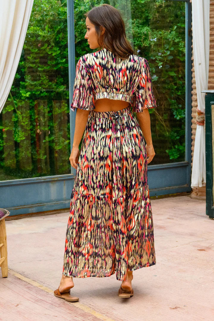 Short Sleeve Maxi V-Neck Dress with Pockets