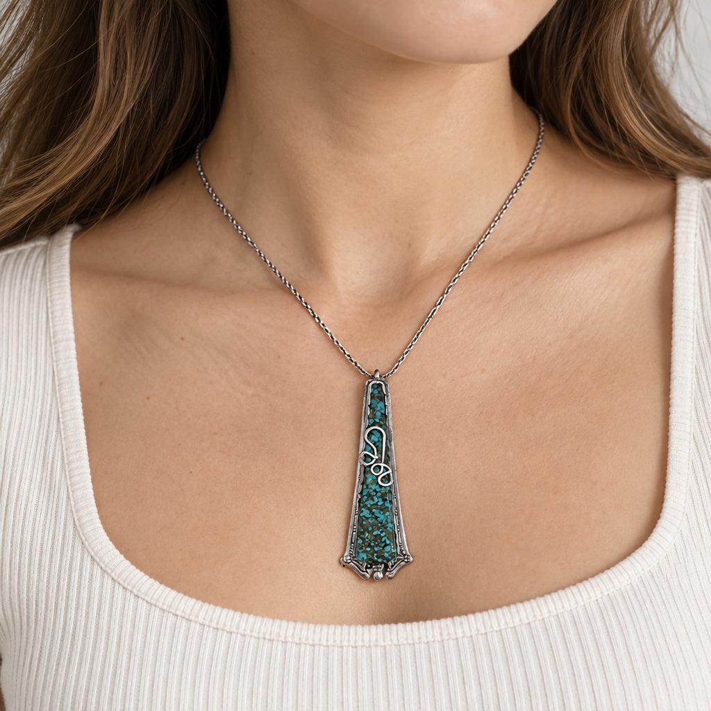 Necklace - #8 Turquoise Silver