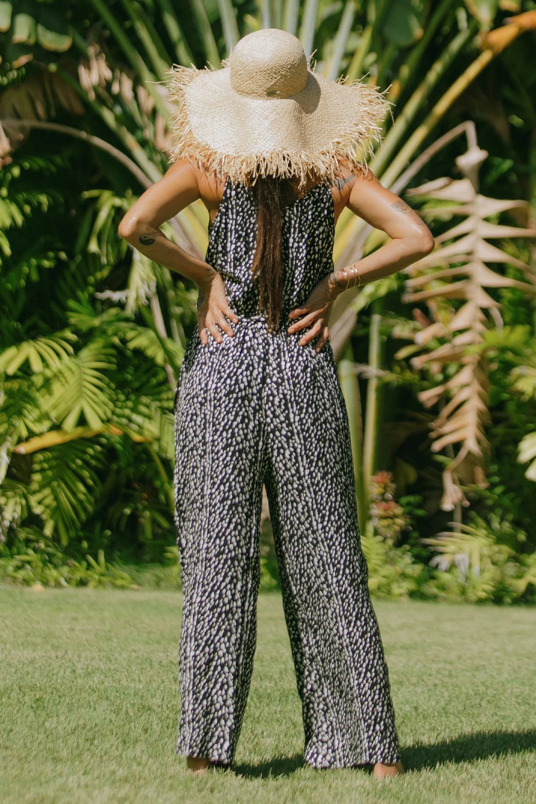 Button Front Tie-Waist Jumpsuit