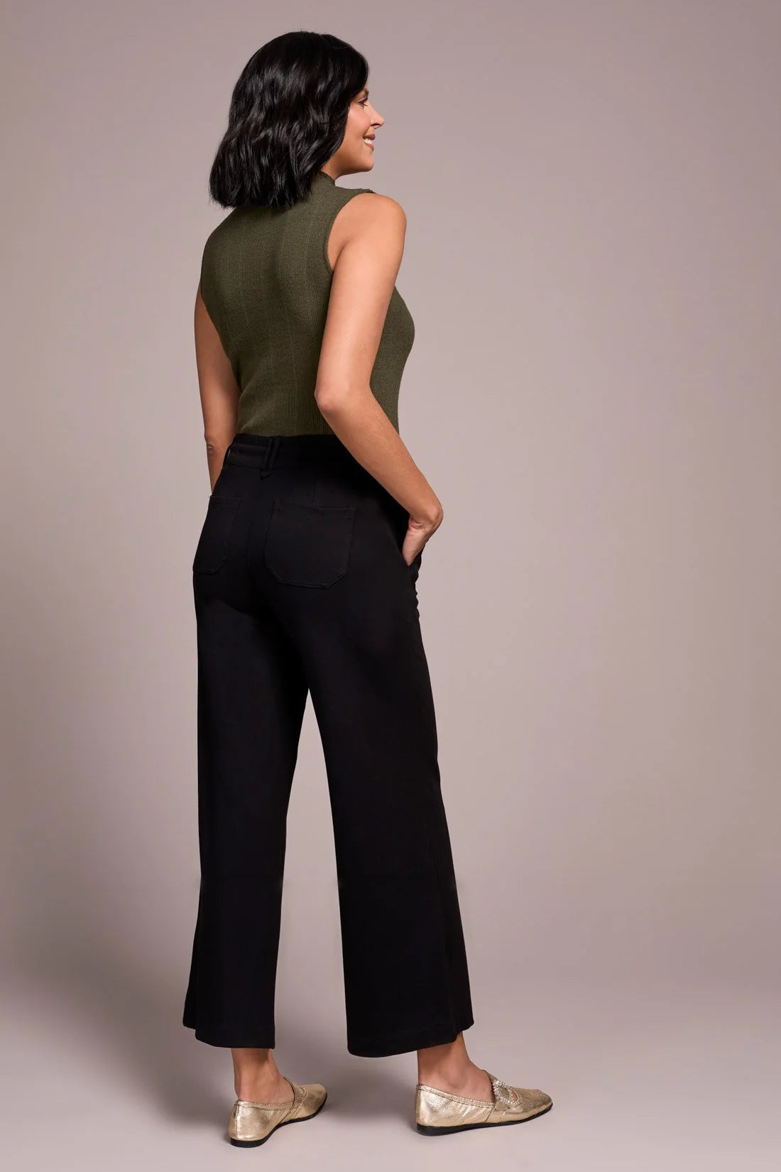 Stretch Ponte Palazzo Pull-On Pants