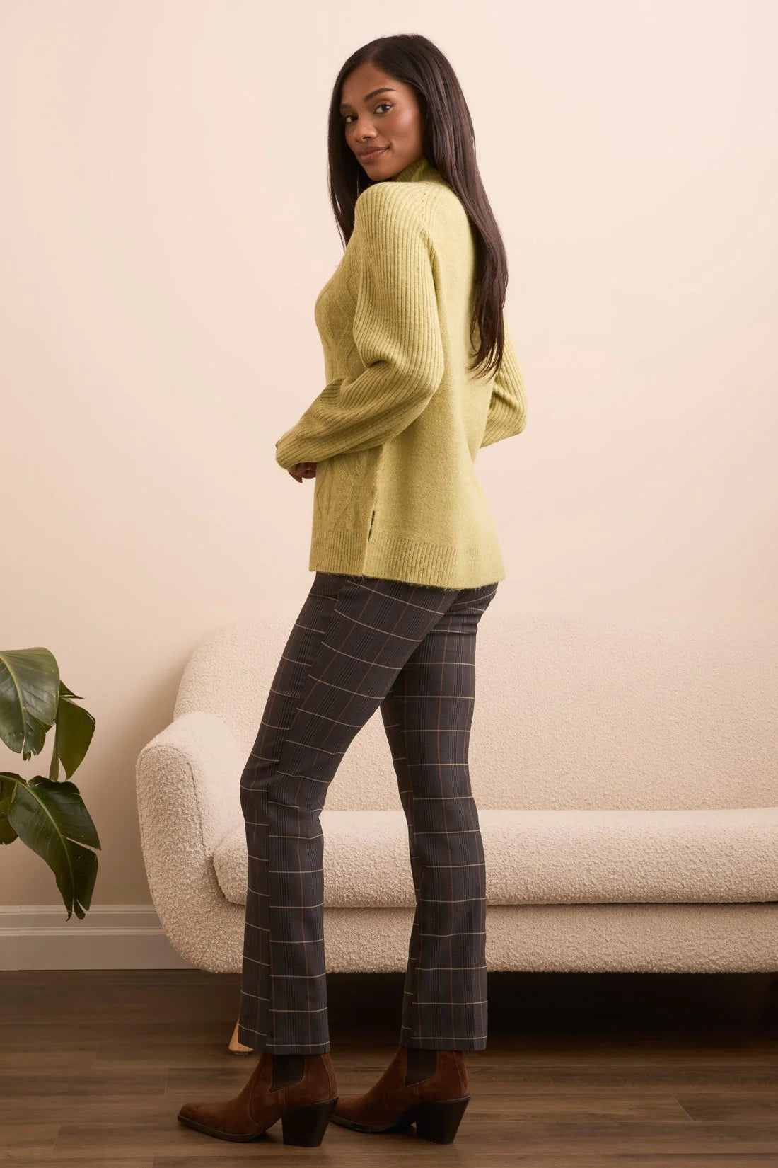 Long Puff Sleeve Mock Neck Sweater