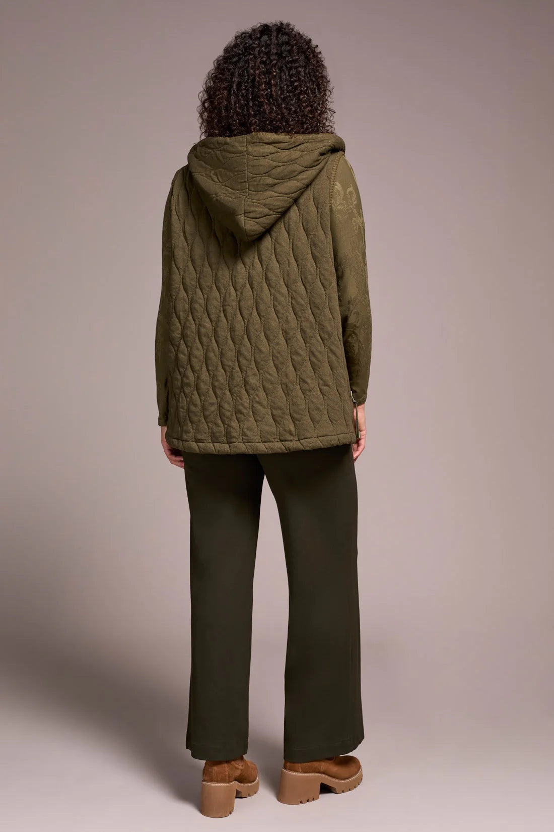 Quilted Cotton Long Hooded Vest