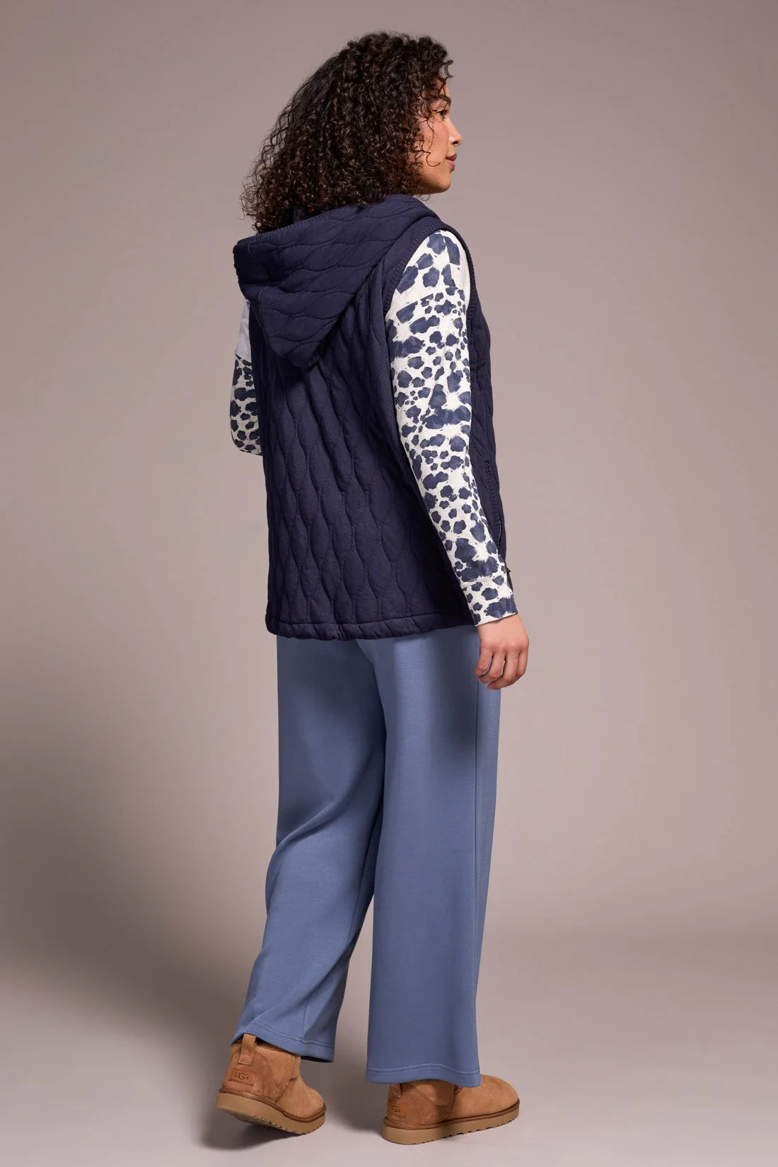 Quilted Cotton Long Hooded Vest