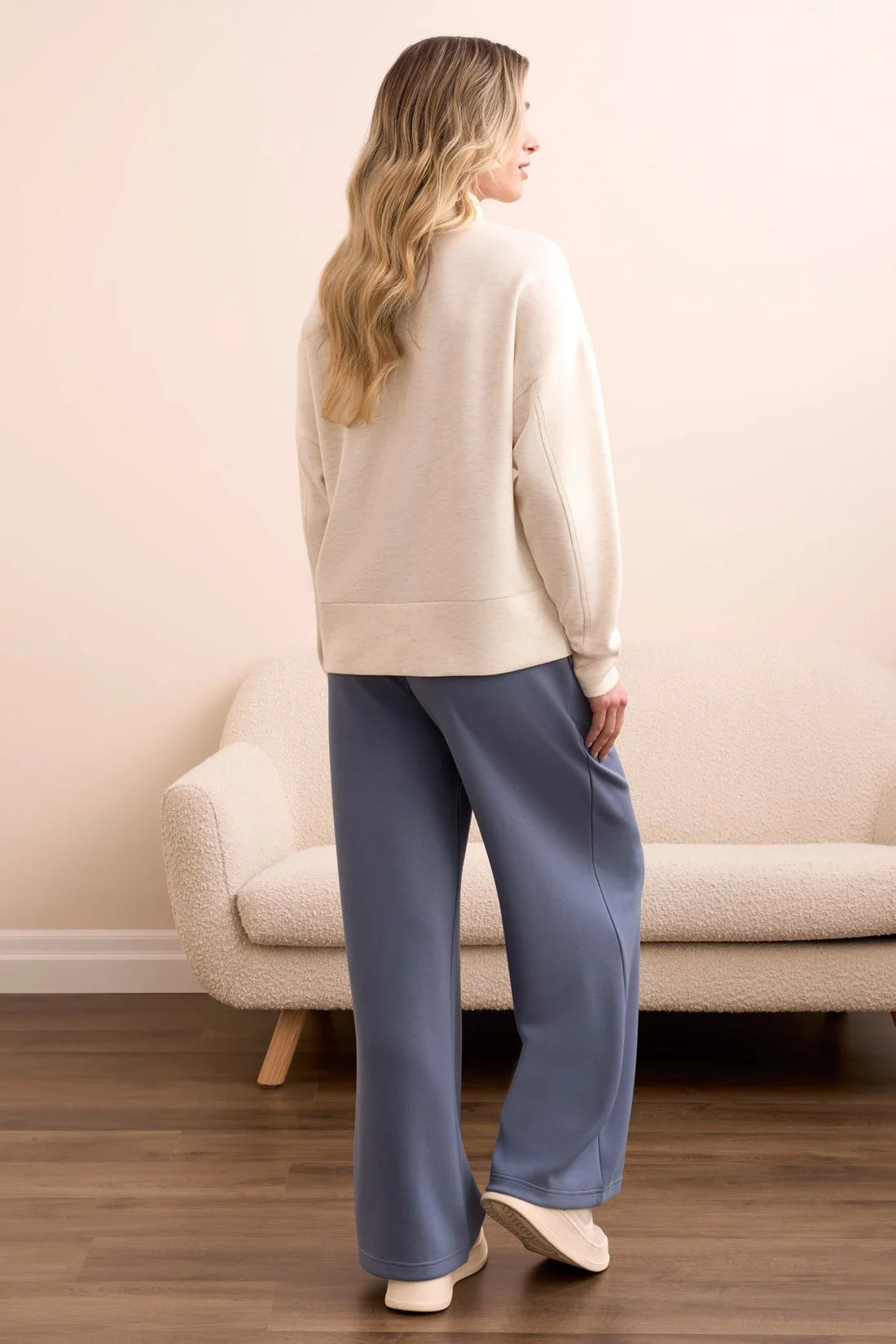 Techno Lux Drop Shoulder Funnel Neck Knit Top