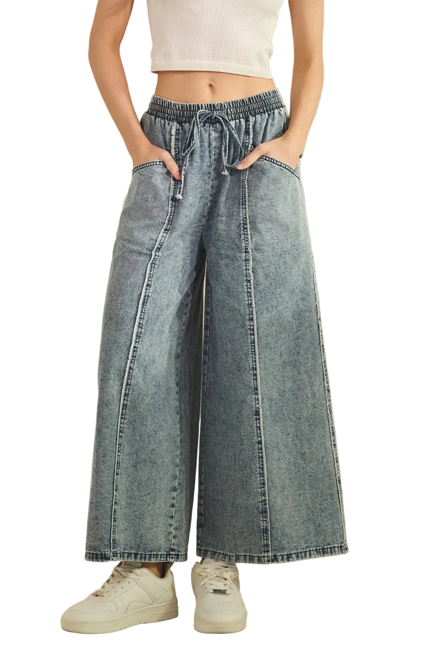 Stone Wash Dream Wide Leg Pants