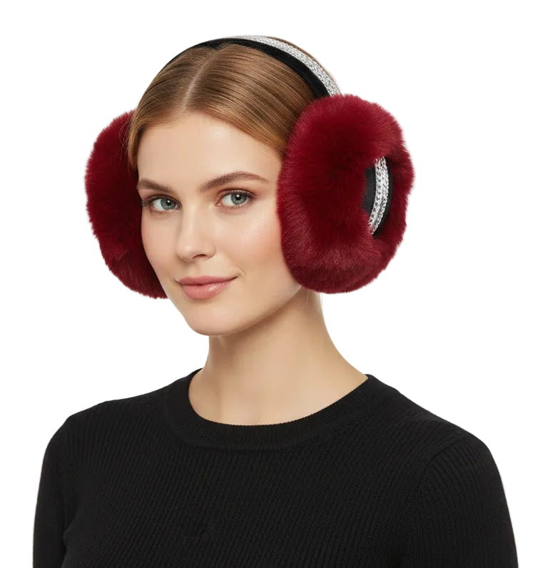 Chevron Bling Rhinestone Faux Fur Earmuffs
