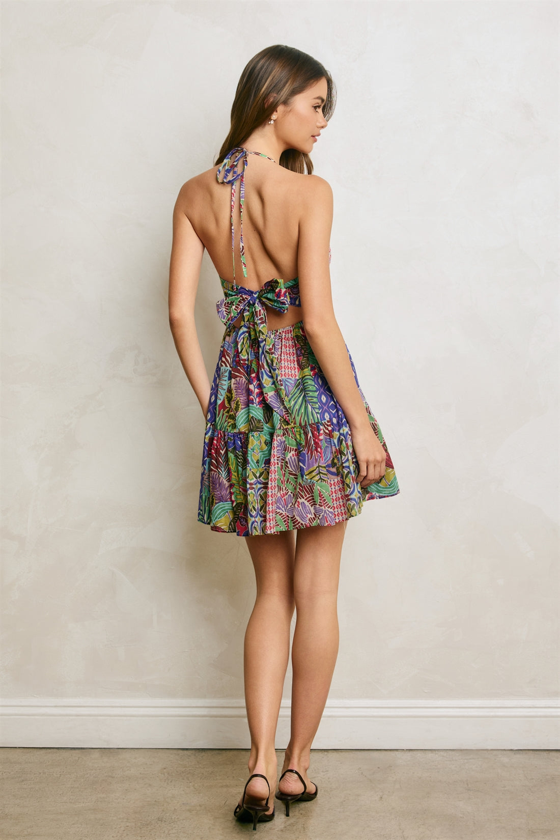 Paisley Patchwork Smocked And Flared Mini Dress