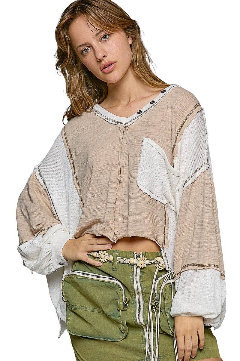 V-Neck Baloon Sleeve Oversize Top