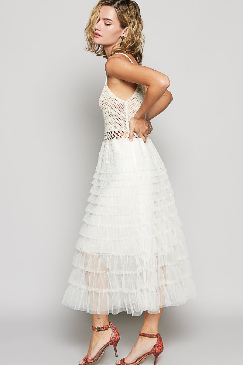 Round Neck Sleeveless Crochet with Lace Ruffle Dress – Sidestreet Boutique