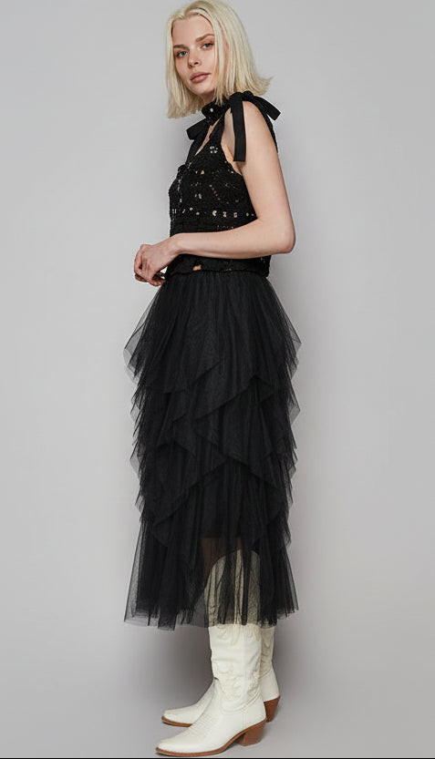 Sleeveless Crochet and Lace Dress