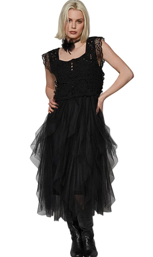 Sleeveless Crochet and Lace Dress