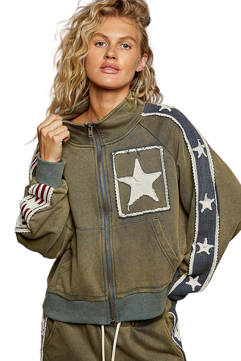 L/S Roomy Fit Jacket with Star Patch